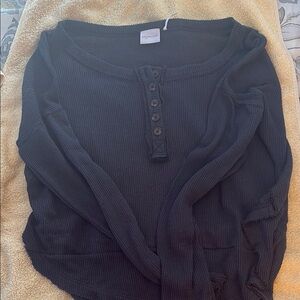 Free People navy waffle shirt